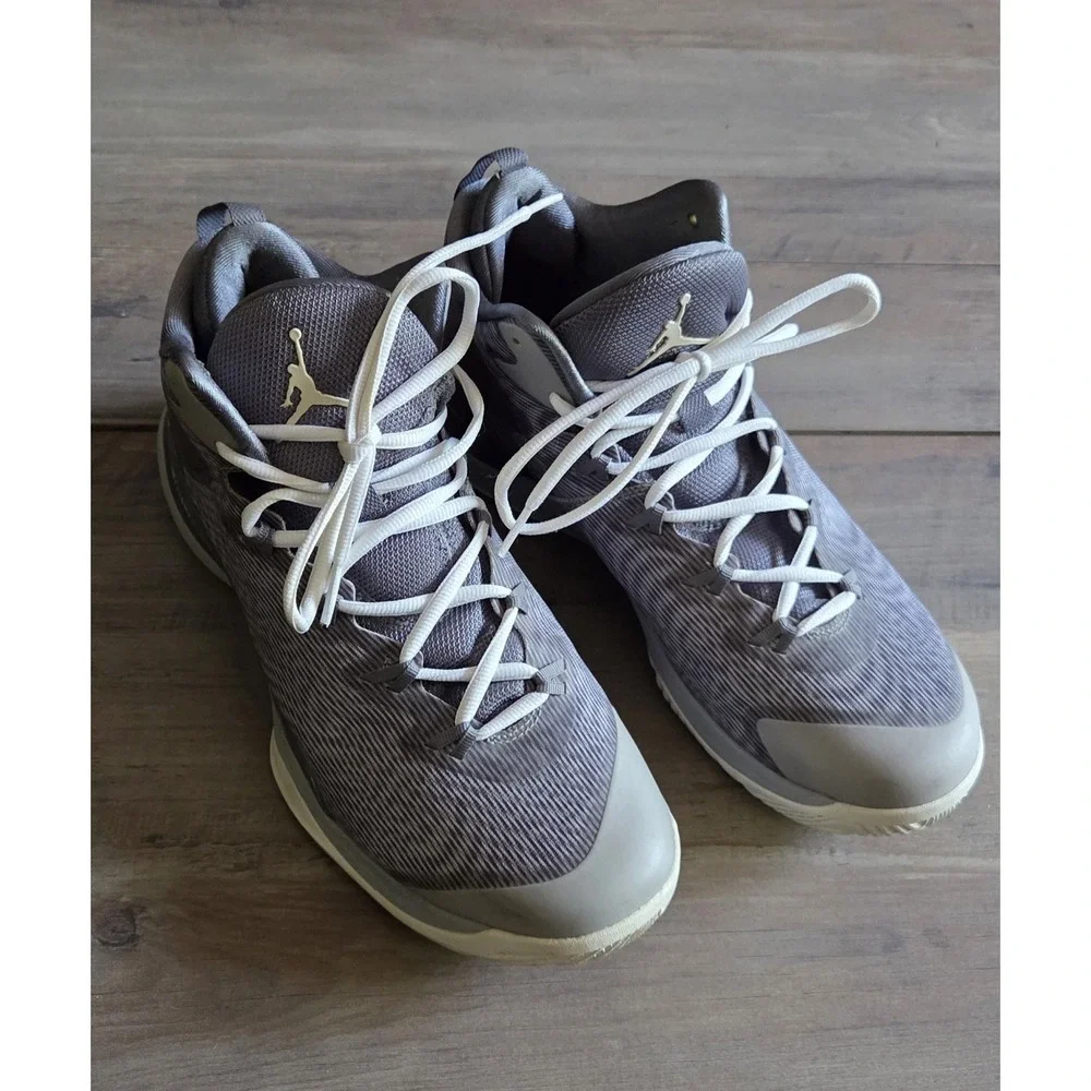 Size 10 - Nike Air Jordan Super.Fly 3 Gray & White Basketball Shoes Men